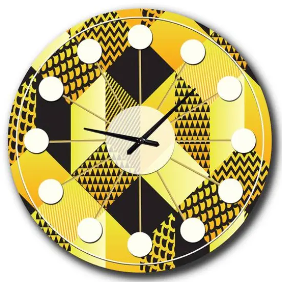 Designart 'Retro Hexagon Pattern Ii Mid-Century Modern Wall Clock {3}