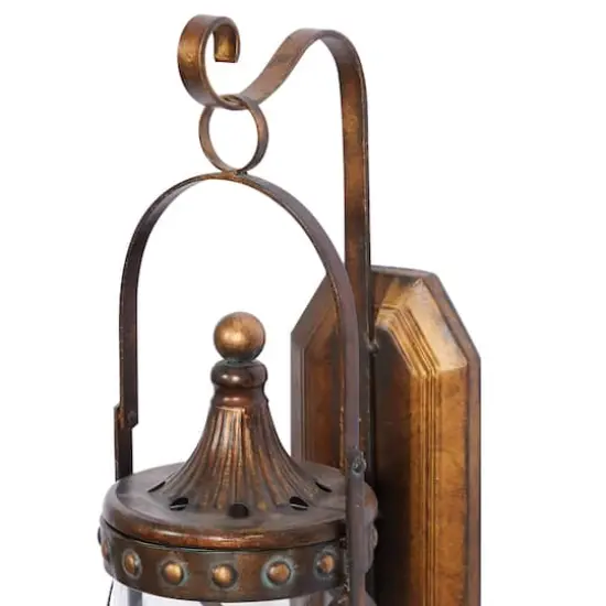 20'' Bronze Glass Decorative Candle Wall Sconce {5}