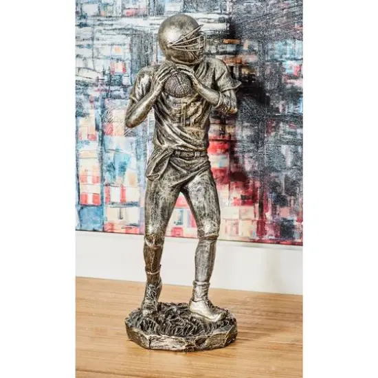 Silver Polystone Sculpture, Baseball Player 16" x 6" x 6" {8}