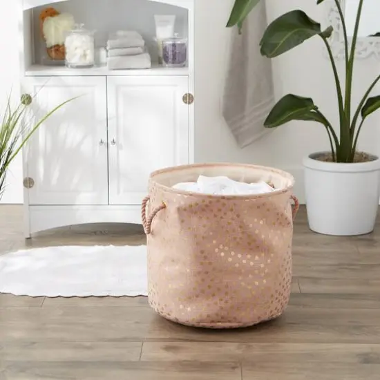 DII&reg; 15" Round Dots Fabric Bin Millennial Pink {7}