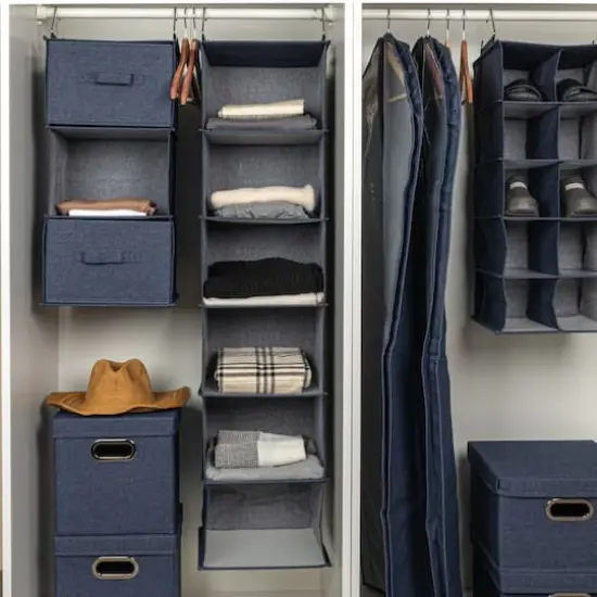 Household Essentials Denim 50" Cotton Blend 6 Shelf Closet Organizer {4}