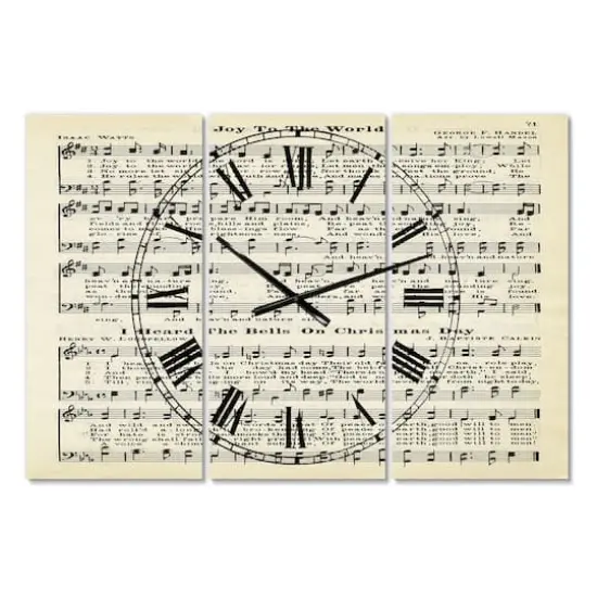 Designart Joy To The World Cottage 3 Panel Large Wall Clock {1}