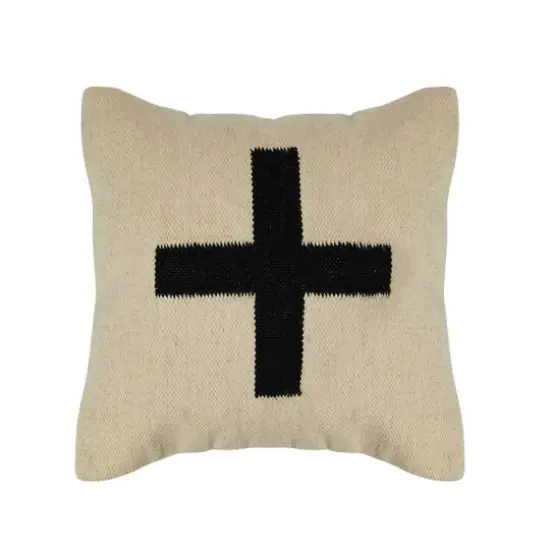 Hello Honey&reg; 20" x 20" Swiss Cross Cotton Wool Throw Pillow Natural/Black {1}