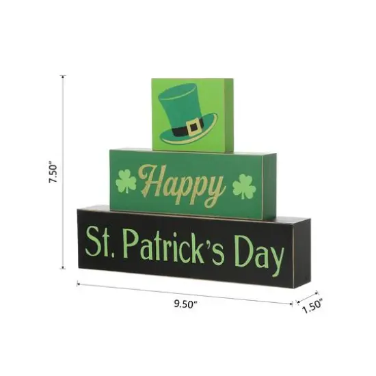 Glitzhome&reg; 9.5" St. Patrick's Wooden Block Table Sign {5}