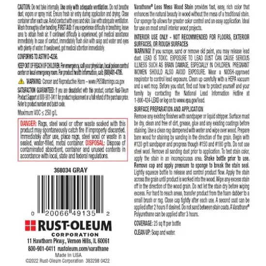 Varathane&reg; 2-in-1 Applicator & Wood Stain, 4oz. Gray {6}