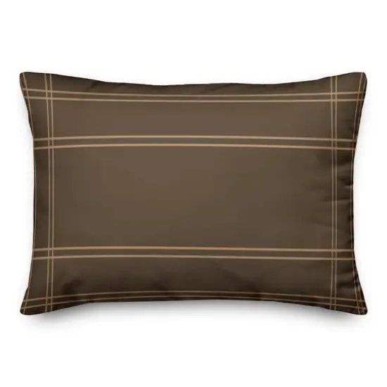 Brown Plaid Fall Lines Throw Pillow {1}