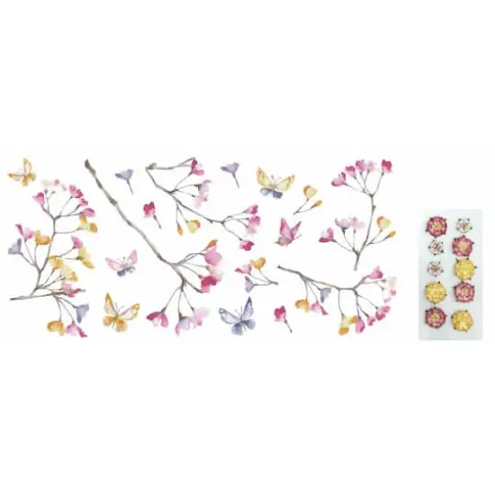 RoomMates Pastel Flowers Branch Decals with 3D Embellishments {3}
