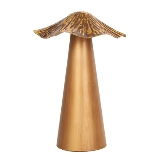 Bronze Metal Textured Mushroom Sculpture Set {5}