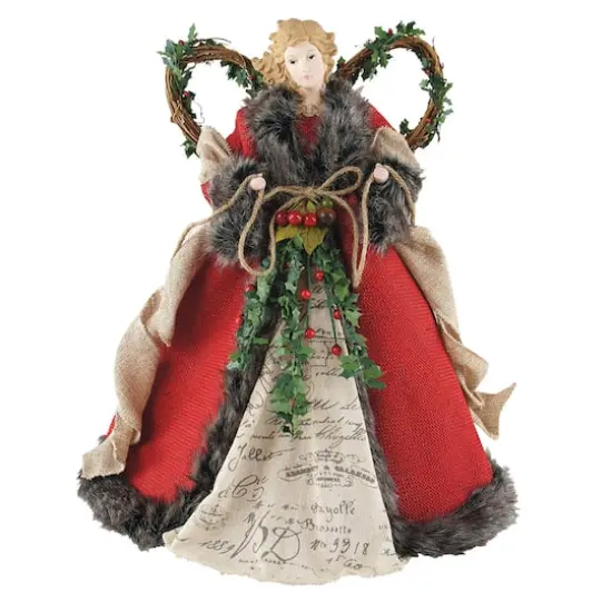 Santa's Workshop 16" Red Homespun Angel Tree Topper {1}