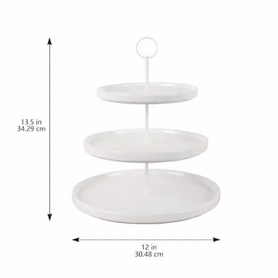 13.5" White 3-Tier Ceramic Cake Stand by Celebrate It&trade; {5}