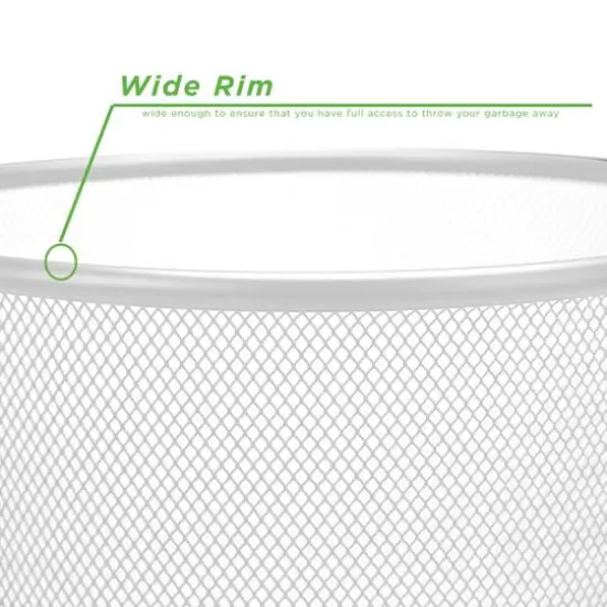 Mind Reader Garbage Round Metal Mesh Waste Basket Recycling Bin White {6}