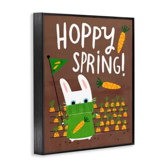 Stupell Industries Happy Spring Bunny & Carrots Framed Giclee Art Black {4}