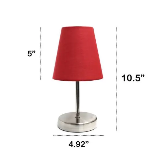 Creekwood Home Nauru 10.5" Sand Nickel Petite Metal Stick Table Lamp Red {4}