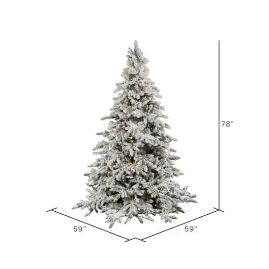 6.5ft. Pre-Lit Flocked Utica Fir Artificial Christmas Tree, Pure White LED Lights {5}