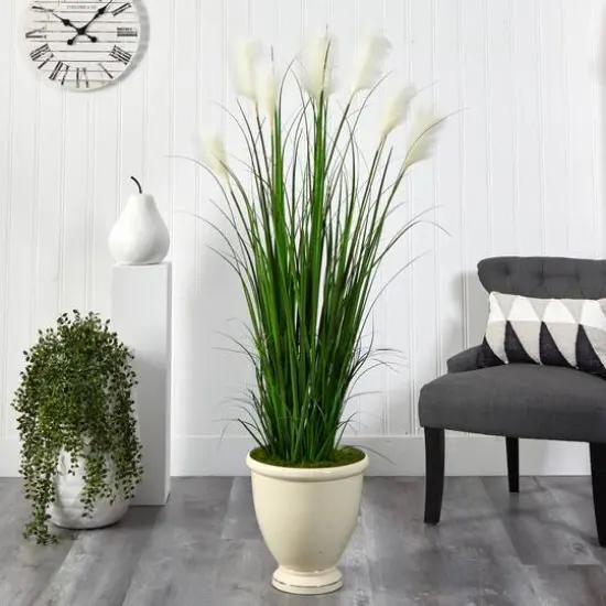 5ft. Wheat Plume Grass Plant in Urn Planter {3}