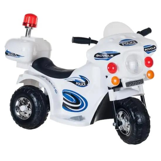 Toy Time White & Blue Battery Powered Ride-On Police Motorcycle {1}
