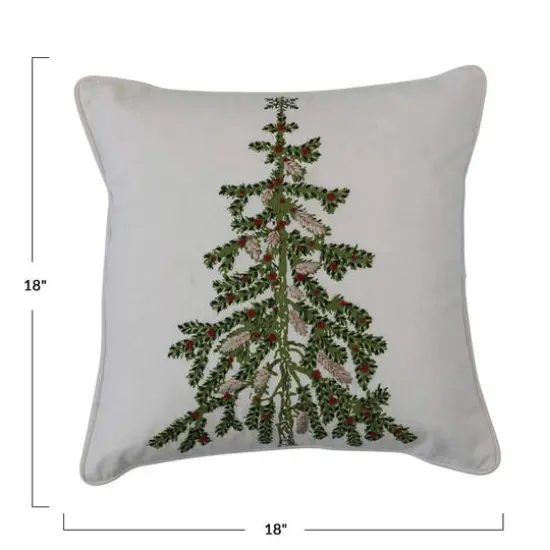 Hello Honey&reg; Christmas Tree Printed Cotton Pillow with Embroidery & Piping {4}