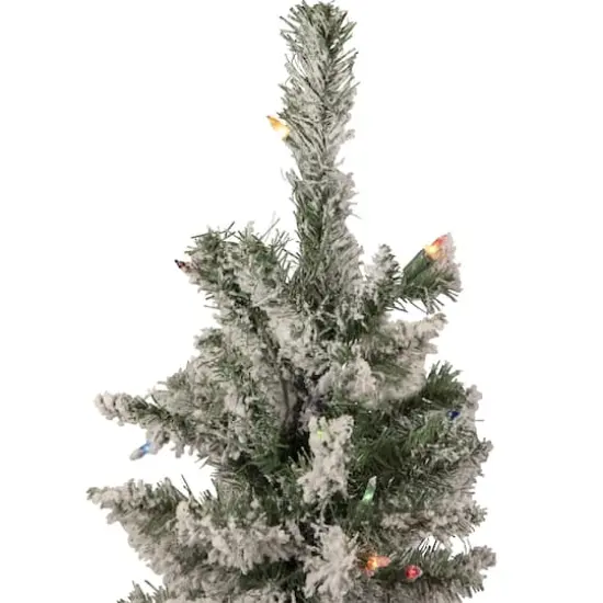 3ft. Pre-Lit Flocked Medium Artificial Christmas Tree, Multicolor Lights {5}