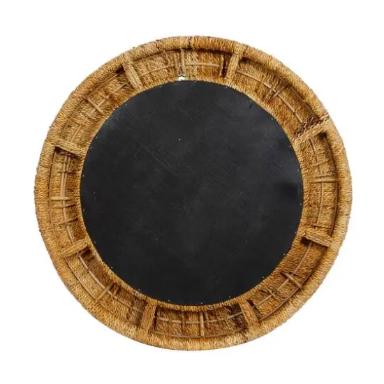 35" Brown Coastal Rattan Wall Mirror {5}
