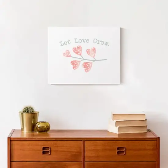 Let Love Grow Heart Branch 11" x 14" Canvas Wall Art {5}