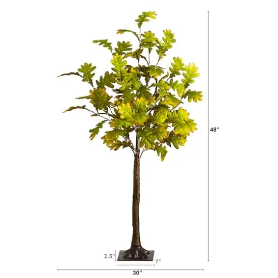 4ft. Pre-Lit Green Autumn Oak Artificial Fall Tree with 150 Warm White LED Lights {3}