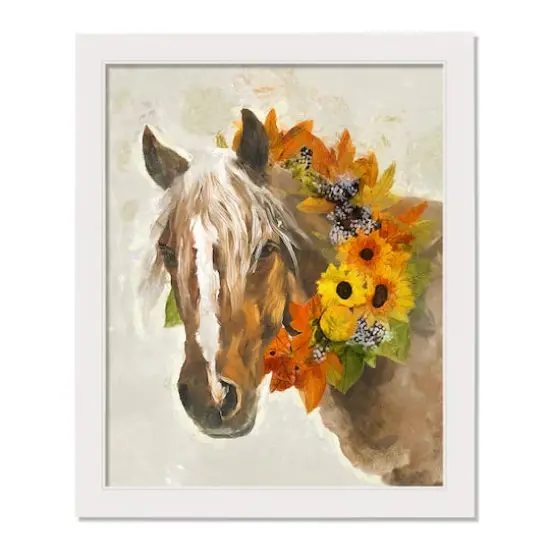Harvest Horse Wall Art with White Frame {1}