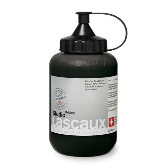 Lascaux Studio Acrylic Paint, 500mL 973 Carbon Black {1}