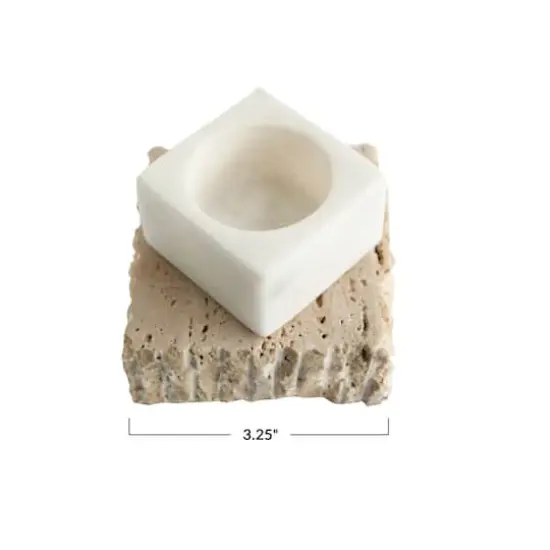 Hello Honey&reg; 3.25" Decorative Marble & Travertine Candle Holder {4}