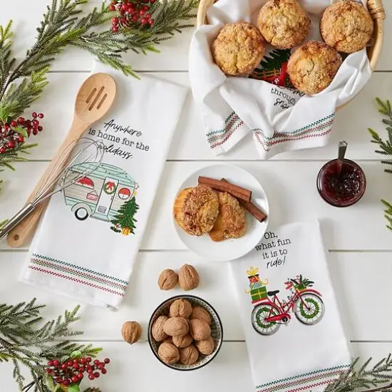 DII&reg; Holidays On Wheels Printed Dishtowel Set {12}