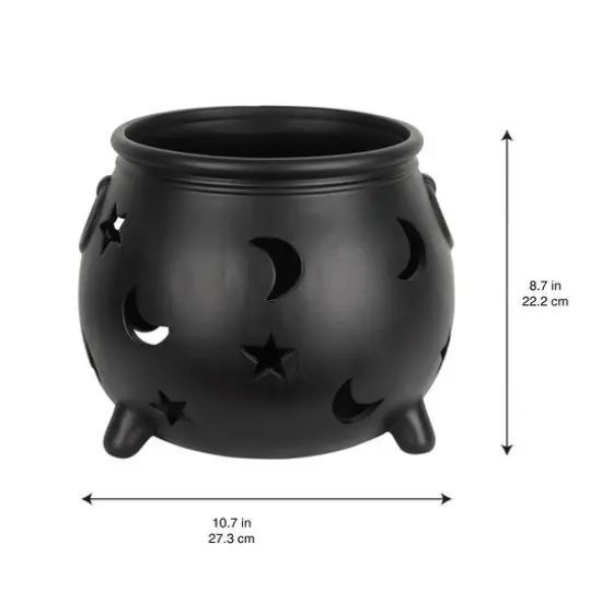 10.75" Black Moon & Stars Cauldron Ceramic Candle Holder by Ashland&reg; {5}