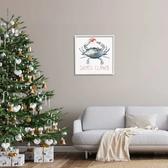 Stupell Industries Santa Claws Holiday Crab Framed Giclee Art White {3}