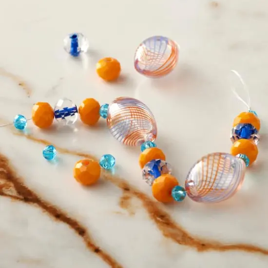 Orange Lampwork Glass Stripe Oval Beads by Bead Landing&trade; {3}
