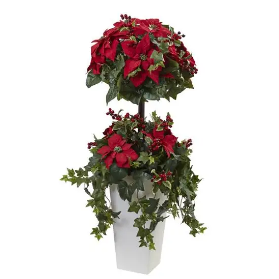 4ft. Poinsettia Berry Topiary with Decorative Planter {1}