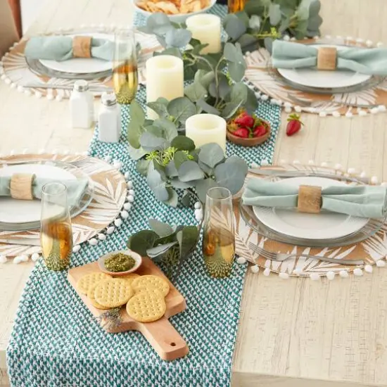 DII&reg; 72" Woven Table Runner Teal {7}