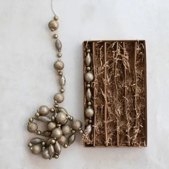 Hello Honey&reg; 6ft. Glass Garland in Box Antique Pewter and Gold {3}