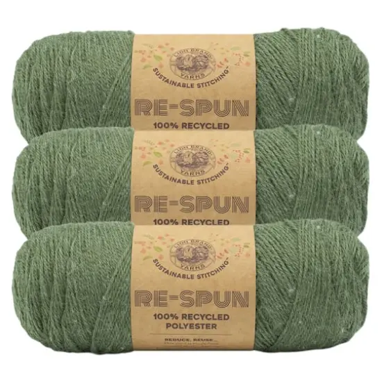 3 Pack Lion Brand&reg; Re-Spun Recycled Yarn Evergreen {1}