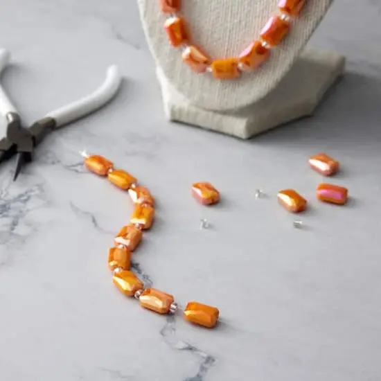 Faceted Glass Rectangle Beads, 14mm by Bead Landing&trade; Orange {3}