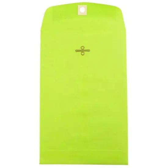 JAM Paper 6" x 9" Ultra Lime Green Open End Catalog Colored Envelopes with Clasp Closure {1}