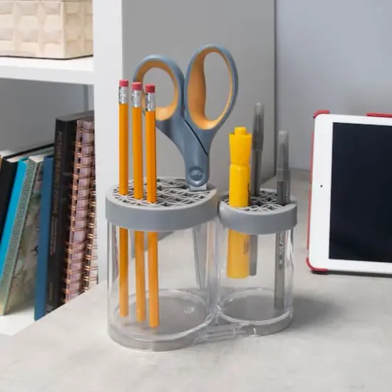 Simplify Gray 2 Compartment Cosmetic Brush Holder {4}