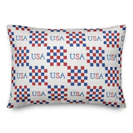 20" x 14" USA Check Pattern Indoor Outdoor Pillow {1}