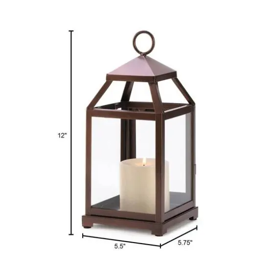 12" Rustic Bronze Contemporary Lantern {3}