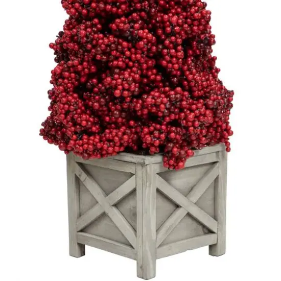 24" Unlit Red Berry Cone Artificial Potted Christmas Topiary {6}