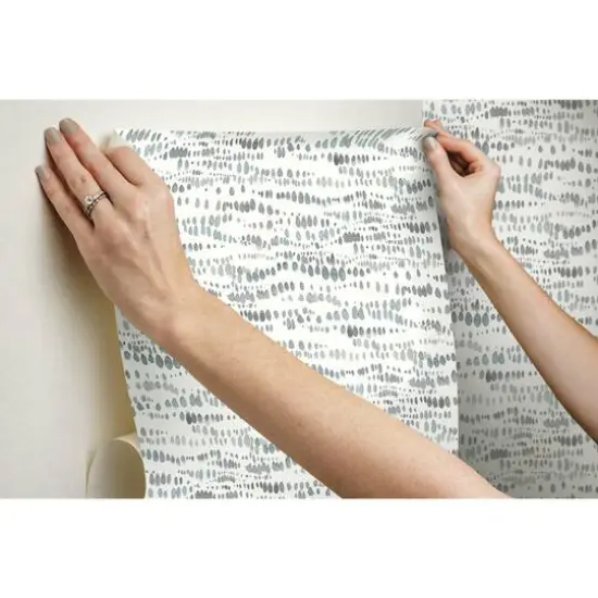 RoomMates Dotted Line Peel & Stick Wallpaper Gray and White {11}