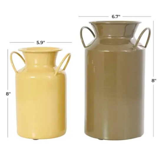 Multicolored Metal Jug Vase with Handles Set {5}