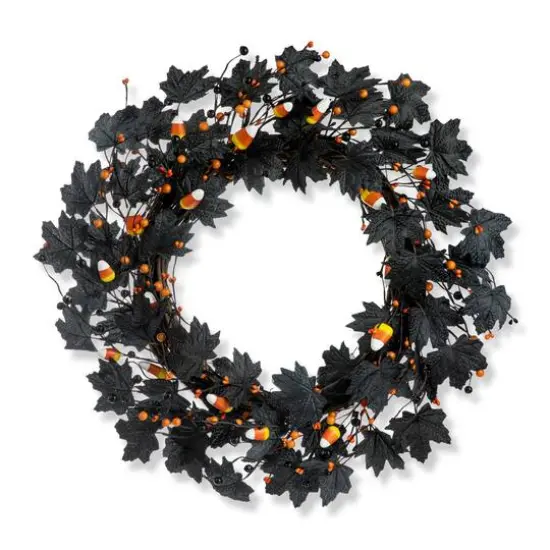 Glitzhome&reg; 24" Halloween Candy Corn Berries Wreath {1}
