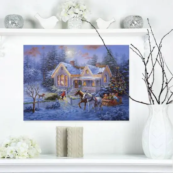Designart Christmas Eve Family Coming Home in Sleigh Canvas Wall Art {2}