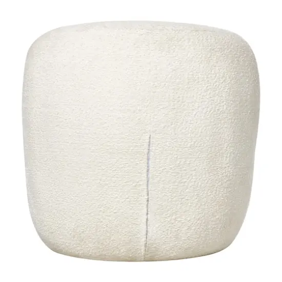 White Polyester Rounded Barrel Accent Chair {6}