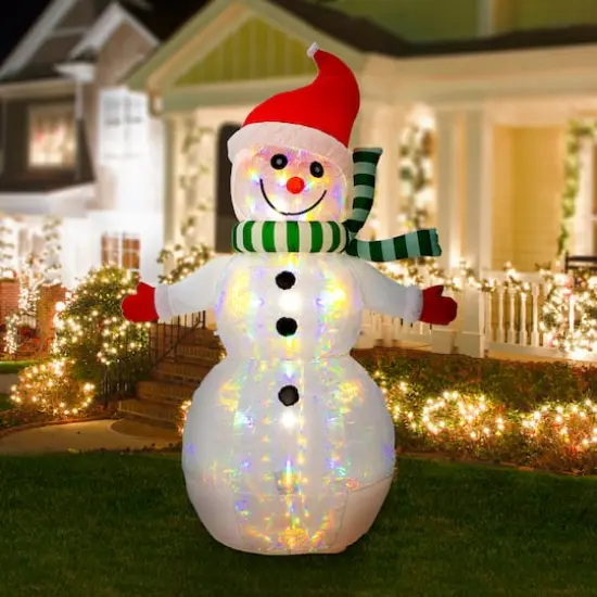 Glitzhome&reg; 8ft. LED Lighted Icy Snowman Inflatable D&eacute;cor {3}
