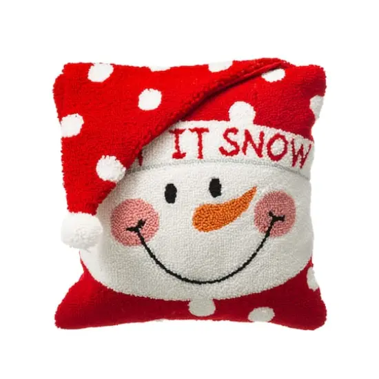 Glitzhome&reg; Hooked 3D Snowman Pillow Set {1}
