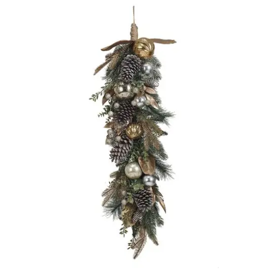 Hello Honey&reg; 2.5ft. Faux Pine Swag with Ornaments, Pinecones & Glitter {1}